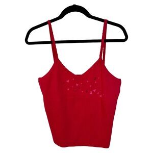 Fifi NWT Red Heart Music Note Knit Cami Tank Top M Y2K Valentine Hong Kong